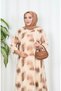 Paneled Patterned Sleeve Epaulettes Dress Coffee Hnt7526 - 5