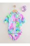 Pink Batik Print , Sun Protection Upf 50+ Swimsuit Top, Bikini and Hair Clip Set - 6