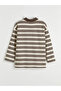 Lcw Modest Ecru Polo Yaka Striped Women's Sweatshirt Tunic - 6