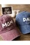 Mom Dad Couple Hat - Washable Vintage Fabric Adjustable Size Buckled Printed Souvenir Hat Est2024
