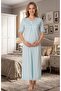 Blue Sleeves and Collar, Lace Piece Special Design, Cotton Piece Short Sleeve Maternity Nightgown - 7