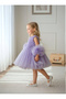 Pom-Pom Sleeved Rose Patterned Tulle Party and Birthday Dress - 3
