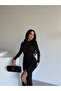 Saja Rsln Maxi-Length Ruched Waist Slit Stretch Fabric Dress