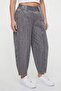 Women's Black Summer Pants with Elastic Waist and Ribbed Stones, Special Design Shalwar Denim Trousers - 3