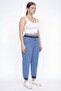 Women's Indigo Summer Pants with Elastic Waist, R Ribbed and Elastic Cuffs and R Ribbed D Denim Trousers - 3