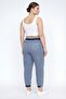 Women's Navy Blue Summer Pants with Elastic Waist, Ribbed and Lace-Up Cuffs, and Elastic Cuffs, and Ribbed Denim Pants - 4
