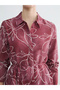 Lcwaikiki Classic Red Floral Belted Women's Shirt Tunic - 3