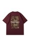 Dimension B Printed L Leopard Printed I 24/1 O Oversized Unisex Claret Red Tshirt