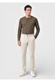 Beige Plain Woven Regular Fit Casual Cotton Blended Trousers - 3