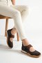 Brown Real Genuine Leather Women's Sandals Shoes Velcro Thick Sole Pery - 4