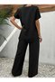 Women's Wrinkled Fabric Asymmetrical Cut Blouse and Pants Two-Piece Set - 6