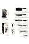 9-Piece Black Non-Stick Kitchen Knife Set, Rose Gold Marble Handle, Integrated Knife Holder - 3