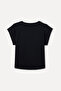 Women's Black Low Sleeve Crew Neck T-Shirt - 5