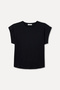 Women's Black Low Sleeve Crew Neck T-Shirt - 4