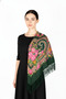 - Traditional Green Shawl with Fringes – Pavlovo Posad Style - 2