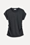Women's Anthracite Gathered Detailed Crew Neck Blouse - 5