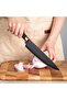 9-Piece Black Non-Stick Kitchen Knife Set, Rose Gold Marble Handle, Integrated Knife Holder - 4