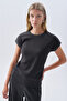 Women's Anthracite Gathered Detailed Crew Neck Blouse - 4