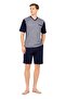 Men's 3-Piece Short Sleeve V-Neck Jacquard Combed Cotton Pajama Set (Boxed Product) - 3