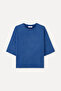 Women's Navy Blue 3/4 Sleeve Crew Neck Sweatshirt