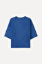 Women's Navy Blue 3/4 Sleeve Crew Neck Sweatshirt - 2