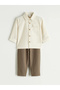 Lcw Baby Ecru Dobby Baby Boy Set - 2