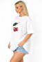 White Cherry Printed Oversized T-Shirt - 4