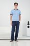 Contrast Detailed Crew Neck Blue T-Shirt
