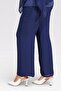 30094 Dark Blue Chiffon Pants with Elastic Waist and Tube-Legged Trim. - 3