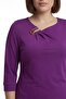 Women's Purple Summer Dress with Slit Detail and Accessories Top and Bottom Set - 3