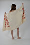 90X180 Peshtemal Red Leaf Pattern Muslin Fabric Cotton Pieces in 1 - 4