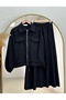 Eser Beli Tunnel Cover Pocketed Zippered Skirt Suit-Mf596 Black - 2