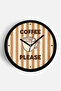 تصميم حديث مكتوب عليه ''COFFEE PLEASE'' ساعة حائط للمطبخ - 30 سم - هيكل أسود مع زجاج أمامي