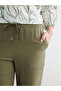 Khaki Elastic Waist Carrot Cut Women's Trousers - 3