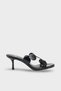 Women's Oval Toe Strap Daily Heels Slipper Loara Black - 3