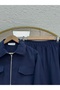 Eser Beli Tunnel Cover Pocketed Zippered Skirt Suit-Mf596 Navy Blue - 4