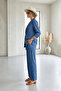 Blue Melted Gray Blazer Single-Breasted Jacket and Relaxed-Fit Trousers with Elastic Waist Set - 2