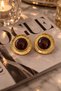 Women's Brown Stone Gold Color Vintage Earrings Classic Round Patterned Stylish Women's Earrings - 8