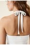 Halter Neck Halter Neck Blouse with Tie-Detail Stone Details Plunging Neckline Cropped - 3