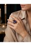 Bronze Jewelry Authentic Purple Crystal Stone Cat's Eye Cut Adjustable Vintage Women's Ring