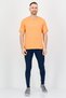 Men Crew Neck Short Sleeve Brand Logo T-Shirt, Orange - 4