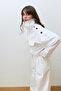 White Shirt with Button Detail on the Shoulder Striped - 4067 - 2