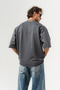 Unfinished Basic Crew Neck Stitch-Free Sleeve Detail Oversized T-Shirt - 2
