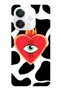 Oppo A3 Compatible Flame Heart Patterned Transparent Phone Case