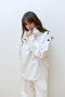 White Shirt with Button Detail on the Shoulder Striped - 4067 - 3
