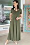 V-Neck Pocketed Viscose Combed Cotton Dress 6Y011