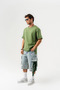 Layered Asymmetrical Hem with Glittery Slits Detailed Crew Neck Basic T-Shirt - 6