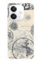 Oppo A3 Compatible World Map and Compass Patterned Transparent Phone Case