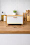 Bamboo Bread Cabinet White Metal Bread Box with Lid 36X24X23 cm Countertop Bread Storage Box - 2