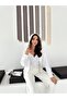 Women's Modal Fabric Satin Garnished Hooded Wide Leg Tracksuit Set - 3